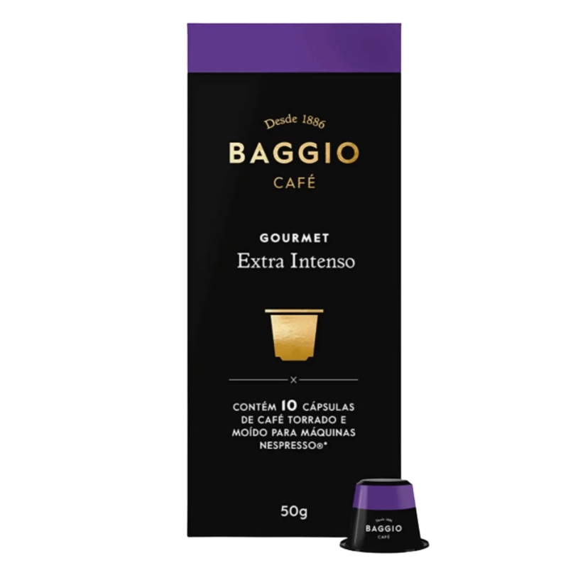 BAGGIO Extra Intense Brazilian Coffee Capsules – Dark Roast, Arabica  (10 Capsules) Compatible with Nespresso Machines – Brazilian Arabica Coffee