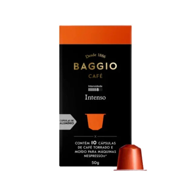 Baggio Intenso Coffee Capsules for Nespresso – Rich & Wood-Toned Aroma – 10 Capsules – Brazilian Arabica Coffee