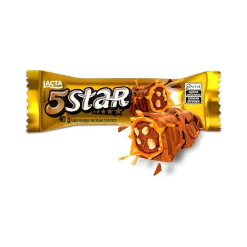 Lacta 5 Star Chocolate Caramel & Biscuit – 40g (1.4 oz) | Milk Chocolate Treats
