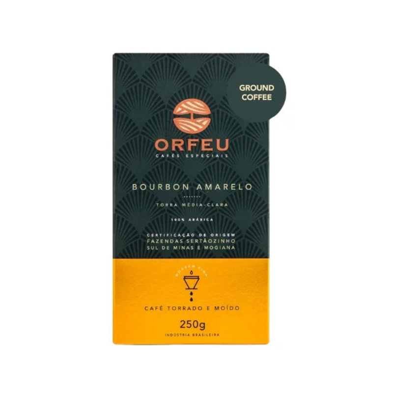 ORFEU Special Coffee Yellow Bourbon – 100% Arabica Coffee, Medium-Light Roast, Ground & Roasted-  Aroma of Citrus Fruits, Accentuated Acidity – 250g (8.8oz)