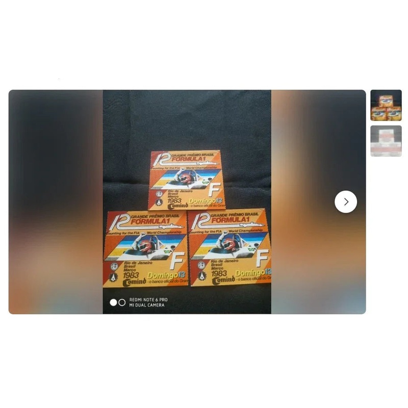 Personal Shopper | Buy from Brazil – Ingressos do Grande prmio Brasil Frmula 1, ano de 1983. Interlagos. 3 UNIDADES-
