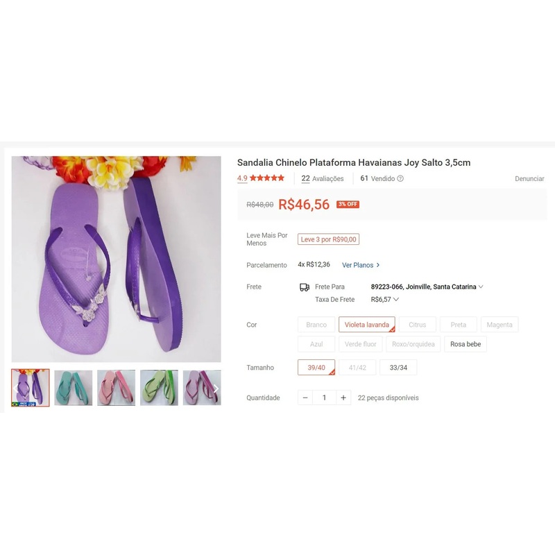 Personal Shopper | Buy from Brazil – SANDALIAS HAVAIANAS JOY n 39/40 – 3 items (2) – DDP