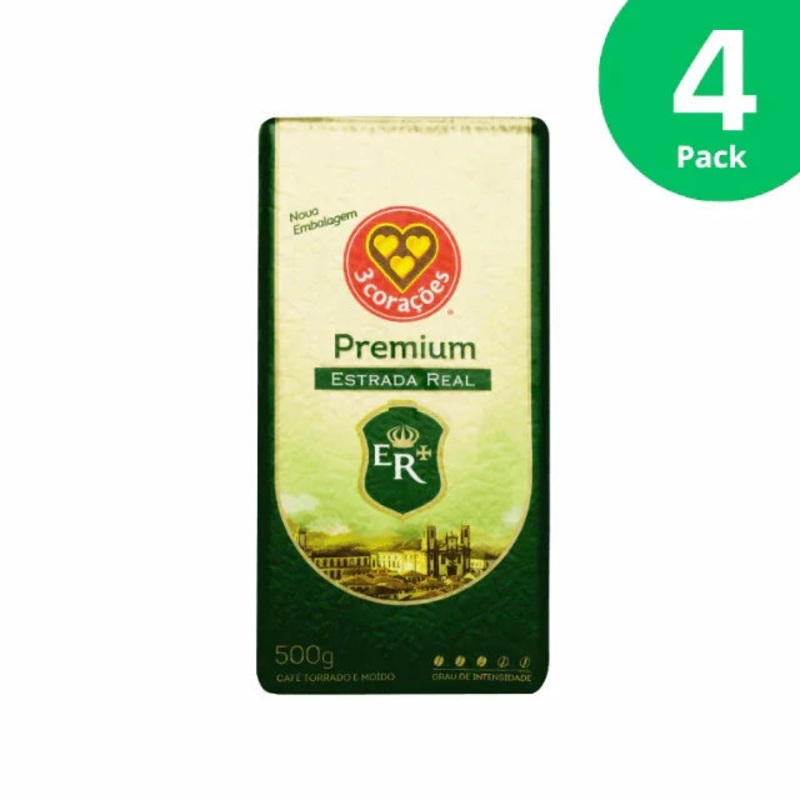 4-Pack 3 Coraes Estrada Real Premium Roasted and Ground Coffee – 4 x 500g (17.6 oz) | Arabica & Robusta Blend