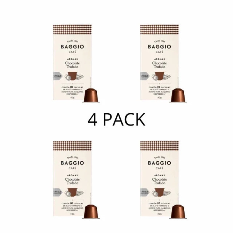 4-Pack BAGGIO Chocolate Truffle Nespresso Capsules: Indulge in Rich Chocolatey Bliss (4 x 10 Capsules) – Brazilian Arabica Coffee
