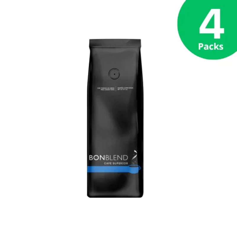 4-Pack BONBLEND Superior Coffee: Medium Roast, 100% Arabica Beans for a Balanced, Flavorful Cup (4 x 500g / 17.63oz) – Brazilian Arabica Coffee