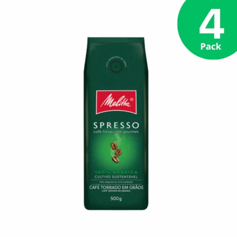 4-Pack Melitta Spresso 100% Arabica Coffee Beans – 4 x 500g (17.6 oz) | Sustainable Gourmet Espresso