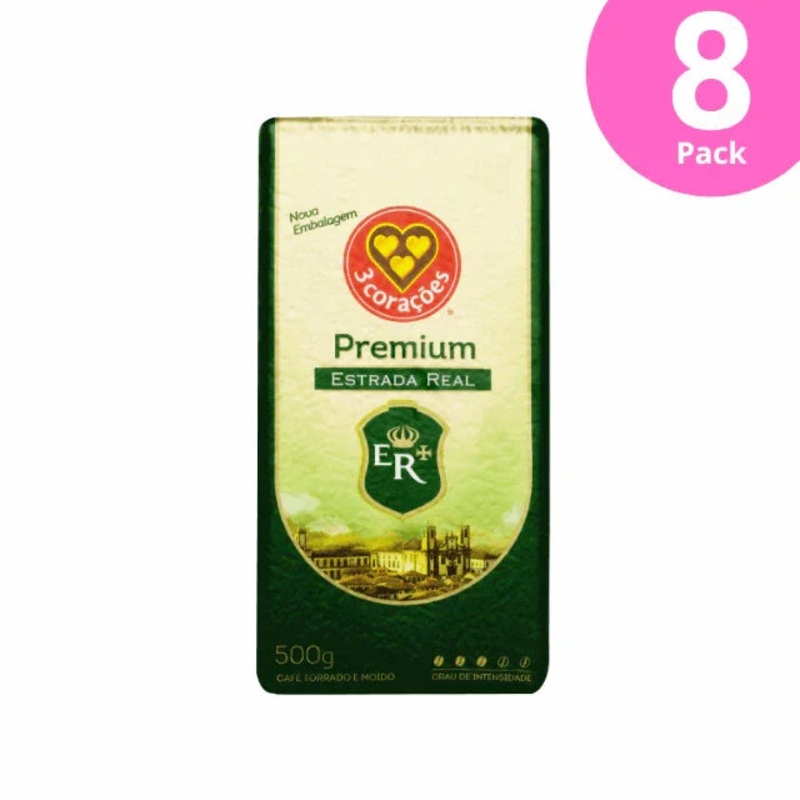 8-Pack 3 Coraes Estrada Real Premium Roasted and Ground Coffee – 8 x 500g (17.6 oz) | Arabica & Robusta Blend