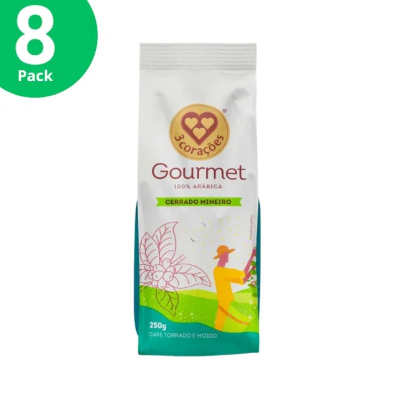 8-Pack 3 Coraes Gourmet Coffee – Cerrado Mineiro Region – 8 x 250g (8.8 oz) | Brazilian Arabica Coffee