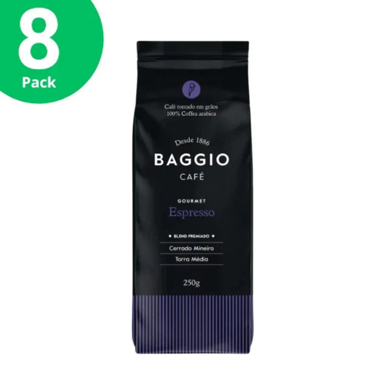 8-Pack Baggio Caf Special Espresso Beans – 8 x 250g (8.81oz) – Award-Winning Brazilian Coffee – Brazilian Arabica Coffee