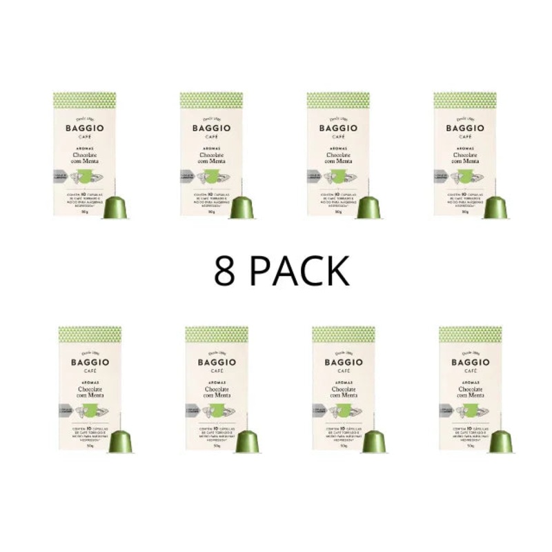 8-Pack BAGGIO Chocolate Mint Nespresso Capsules: A Refreshing Fusion of Chocolate and Mint (8 x 10 Capsules) – Brazilian Arabica Coffee