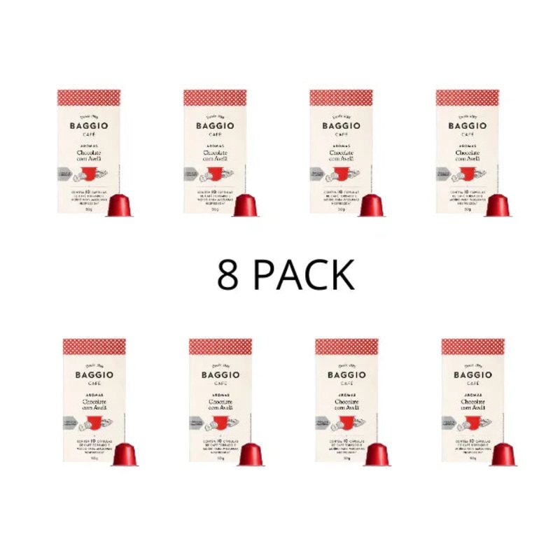 8-Pack BAGGIO Coffee Chocolate Hazelnut Nespresso Capsules: A Delightful Fusion of Chocolate and Hazelnut (8 x 10 Capsules)