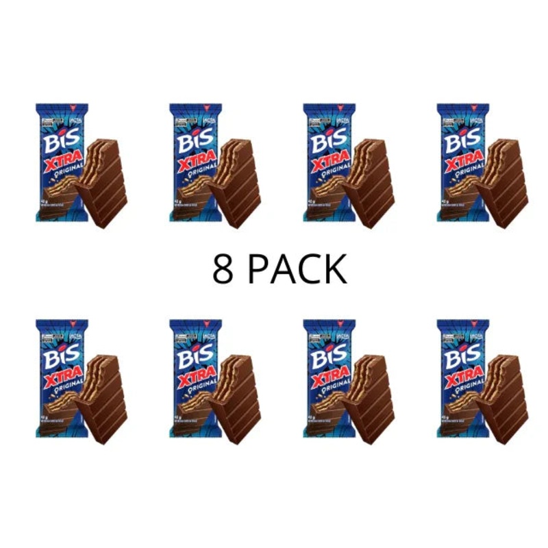 8-Pack Bis Xtra Milk Chocolate (8 x 45g / 1.59oz) Lacta | Crunchy Wafer & Rich Milk Chocolate