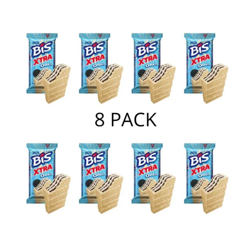 8-Pack Bis Xtra Oreo Chocolate Fusion (8 x 45g / 1.59oz) | Lacta’s Crispy Wafer Bliss