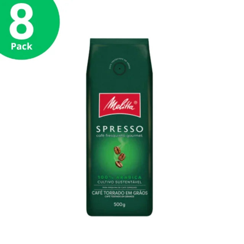 8-Pack Melitta Spresso 100% Arabica Coffee Beans – 8 x 500g (17.6 oz) | Sustainable Gourmet Espresso