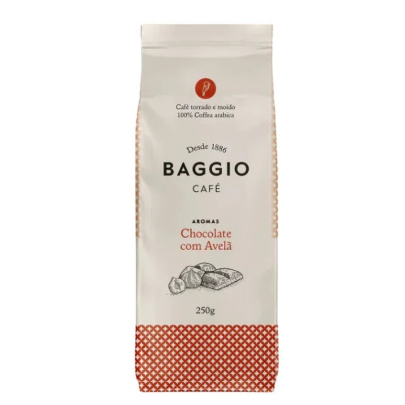 BAGGIO Chocolate Hazelnut Flavored Ground Coffee: A Delightful Fusion of Chocolate and Hazelnut (250g / 8.8oz) – Brazilian Arabica Coffee