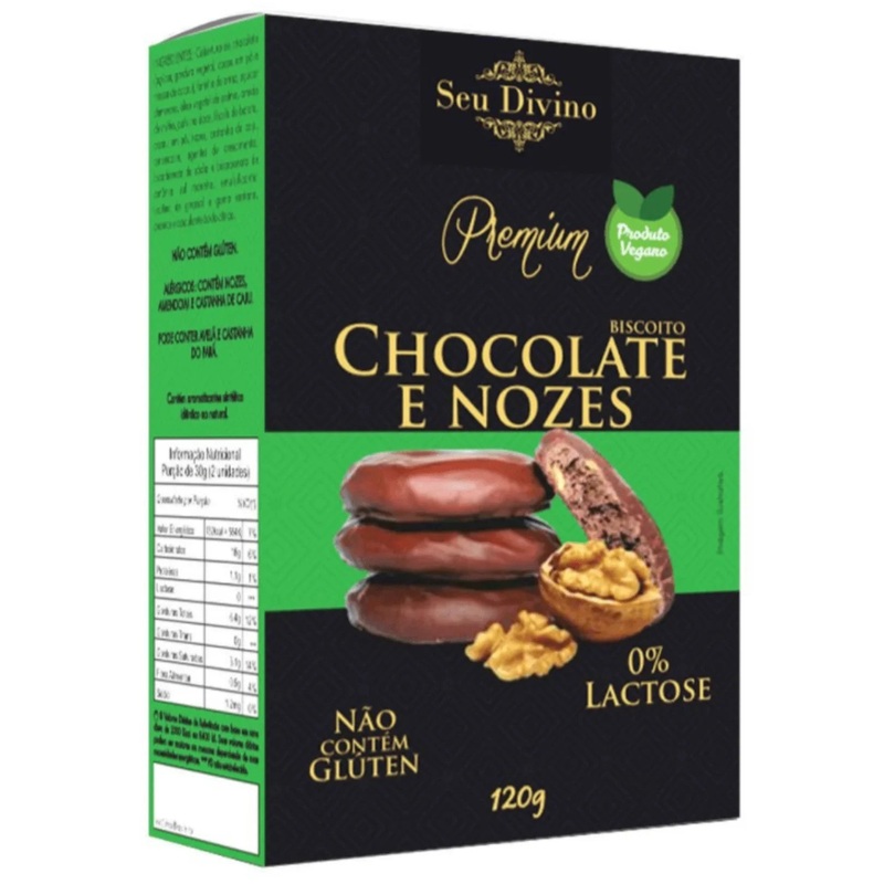 COOKIES – Seu Divino – Premium Chocolate and Nuts -Vegan Gluten Free – 120g