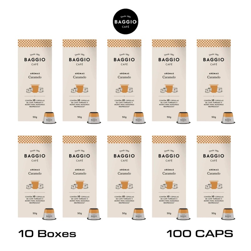 Pack of 10 – BAGGIO Nespresso Capsules  Aromas Caramelo – 10 x Box 10 Capsules (100 caps) – Brazilian Arabica Coffee