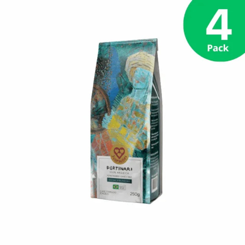 4-Pack 3 Coraes Portinari Gourmet Ground Coffee – Fruity Notes – 4 x 250g (8.8 oz) – Brazilian Arabica Coffee