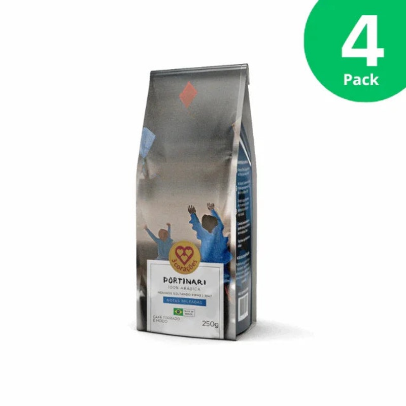 4-Pack 3 Coraes Portinari Gourmet Ground Coffee – Truffled Notes – 4 x 250g (8.8 oz) – Brazilian Arabica Coffee