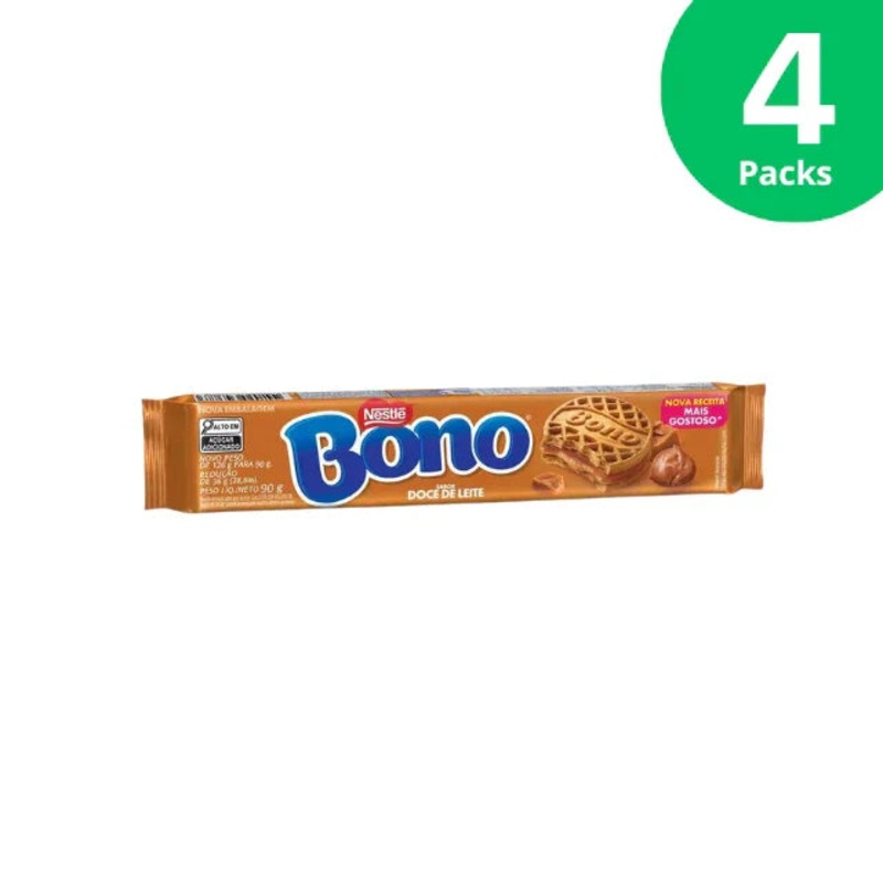 4-Pack BONO Filled Cookies Dulce de Leche Flavor – 4 x 90g (3.17 oz)