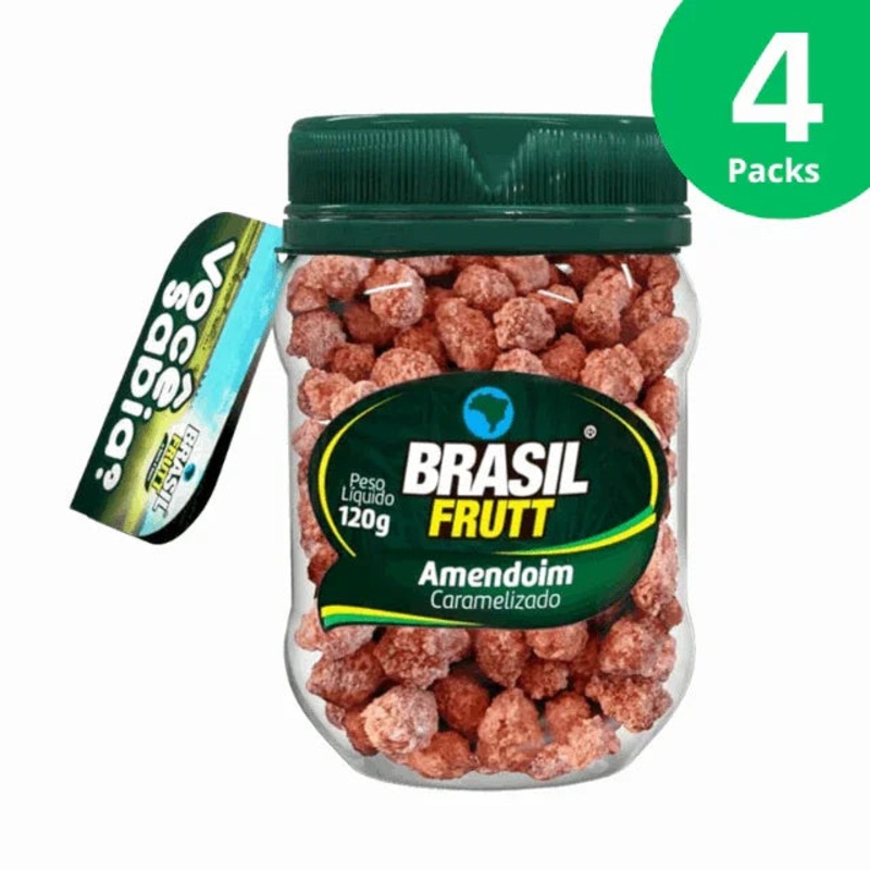 4-Pack Caramelized Peanuts – 4 x 120g (4.23 oz) – Brasil Frutt