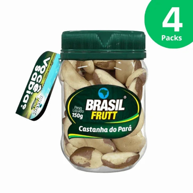 4-Pack Castanha do Par Natural Brazil Nuts – 4 x 150g (5.29 oz) – Kosher – Brasil Frutt