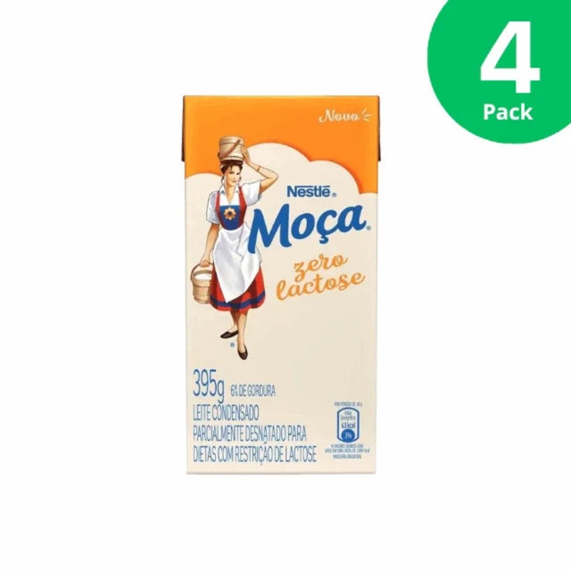 4-Pack Condensed Milk Leite Condensado MOA Zero Lactose – 4 x 395g (13.9 oz) – Nestl