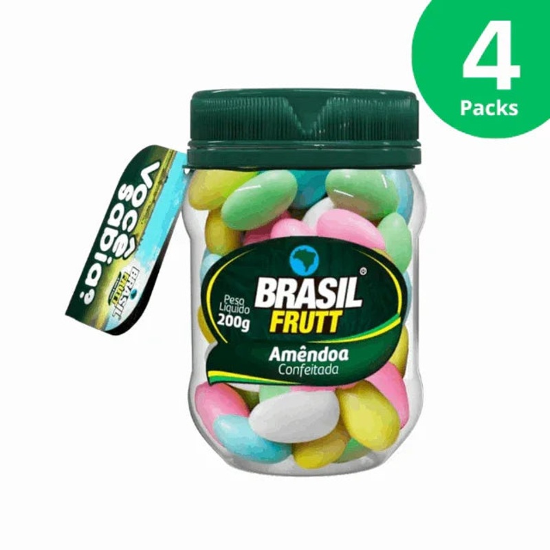 4-Pack Crunchy Coated Almonds – 4 x 200g (7.05 oz) – Brasil Frutt