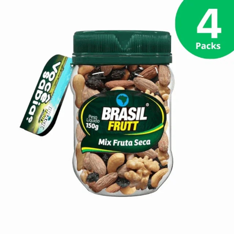 4-Pack ittersweet Mix Dried Fruits and Nuts Pot – 4 x 150g (5.29 oz) – Brasil Frutt