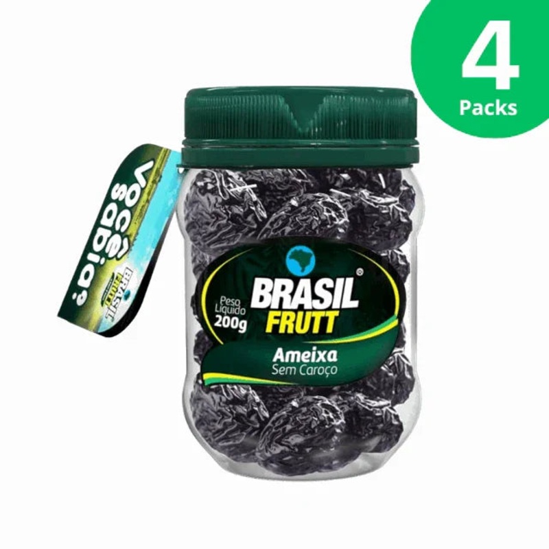 4-Pack Pitted Prunes Pot – 4 x 200g (7.05 oz) – Brasil Frutt
