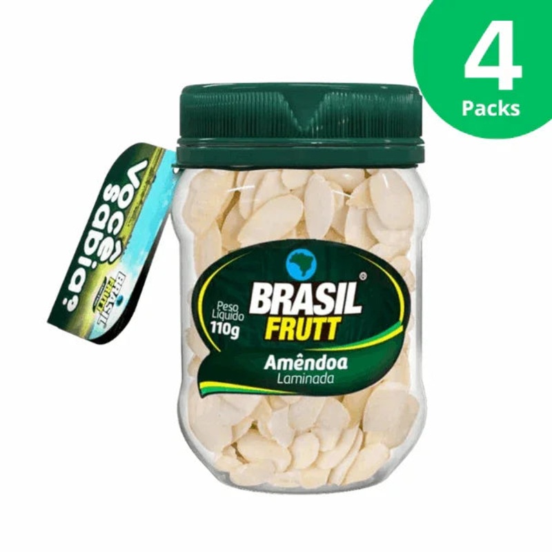 4-Pack Sliced Almonds – Kosher – 4 x 110g (3.88 oz) – Brasil Frutt