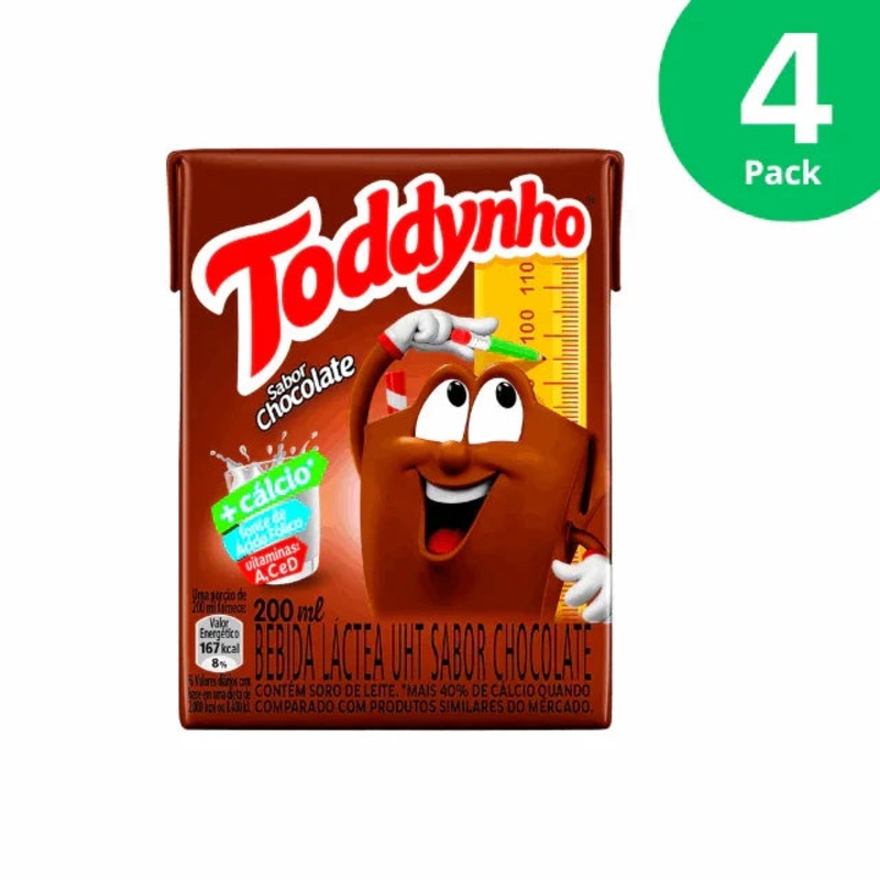 4-Pack Toddynho Chocolate Milk Drink – 4 x 200ml Box