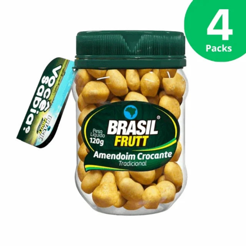4-Pack Traditional Crunchy Peanuts – 4 x 120g (4.23 oz) – Brasil Frutt