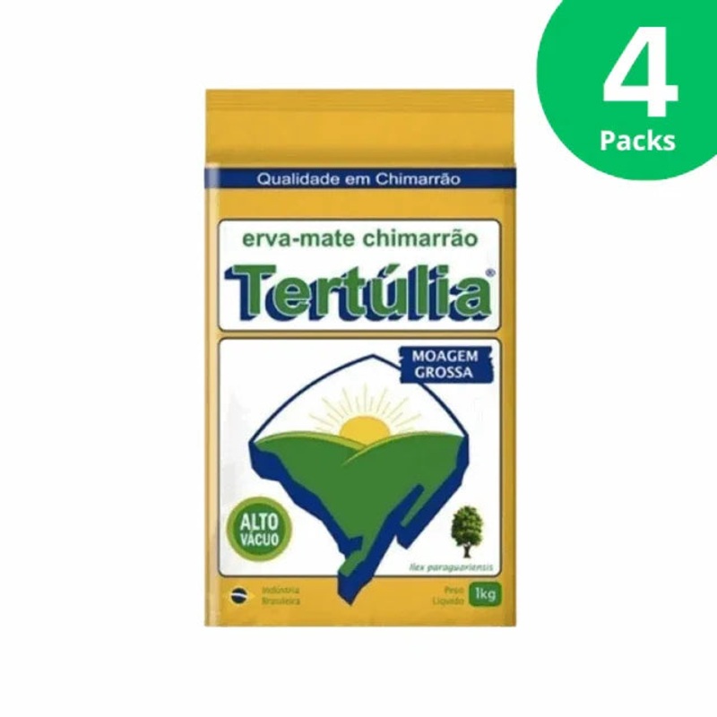 4-Pack Yerba Mate Chimarro Tertlia Coarse Grind – High Vacuum Packaging – 4 x 1 Kg (35.27 oz)