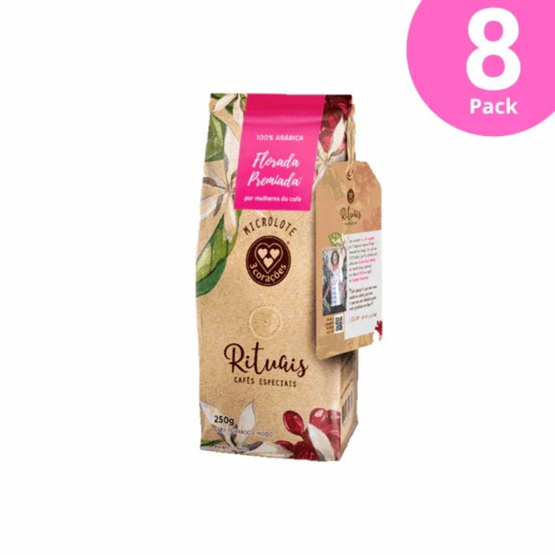 8-Pack 3 Coraes Florada Rituais Ground Coffee – 8 x 250g (8.8 oz) – Women-Crafted Micro-Lots – Brazilian Arabica Coffee