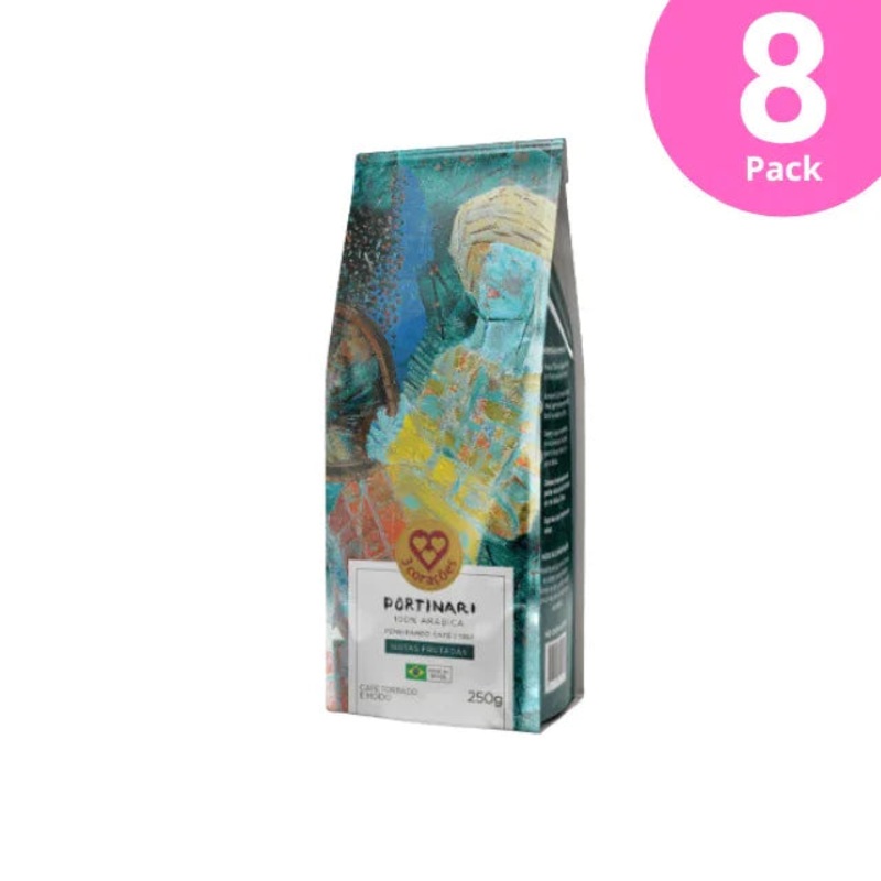 8-Pack 3 Coraes Portinari Gourmet Ground Coffee – Fruity Notes – 8 x 250g (8.8 oz) – Brazilian Arabica Coffee