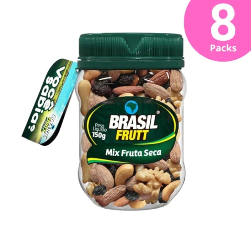 8-Pack Bittersweet Mix Dried Fruits and Nuts Pot – 8 x 150g (5.29 oz) – Brasil Frutt