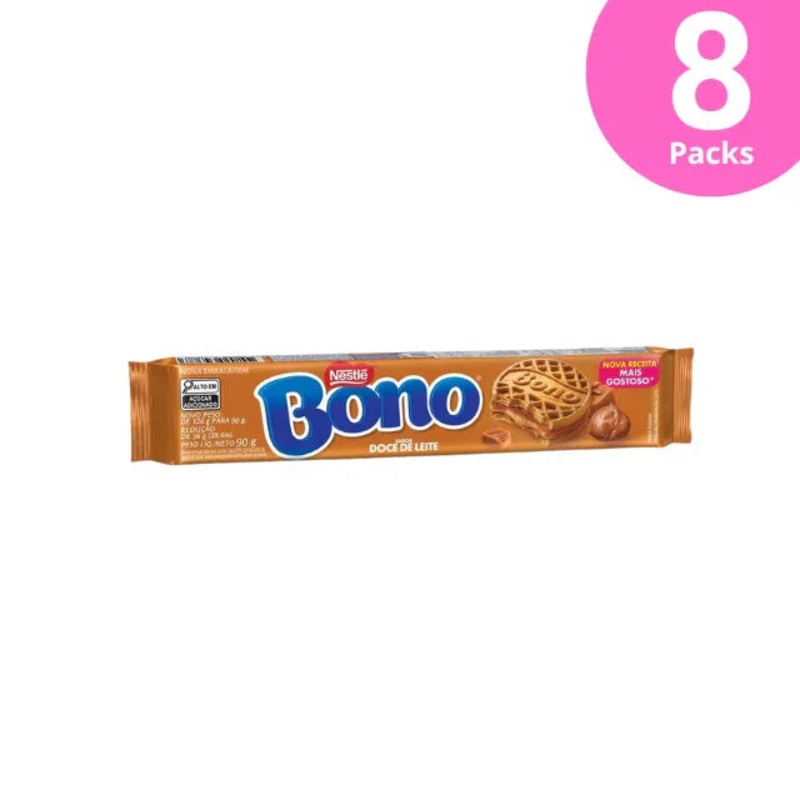 8-Pack BONO Filled Cookies Dulce de Leche Flavor – 8 x 90g (3.17 oz)