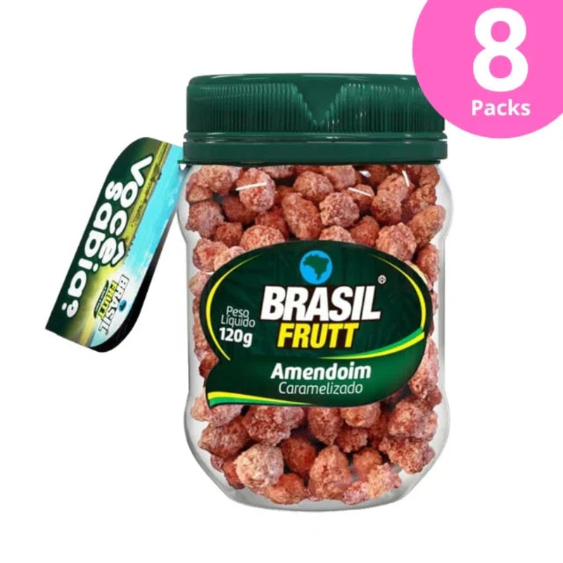 8-Pack Caramelized Peanuts – 8 x 120g (4.23 oz) – Brasil Frutt