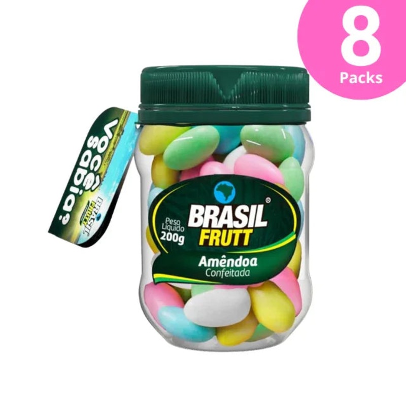 8-Pack Crunchy Coated Almonds – 8 x 200g (7.05 oz) – Brasil Frutt