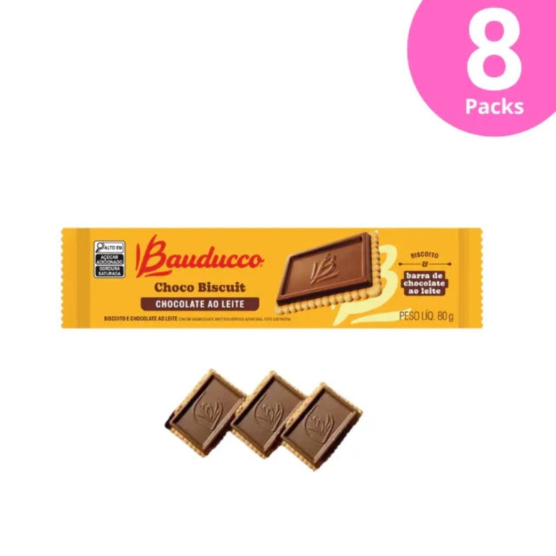 8-Pack Milk Chocolate Biscuit – Bauducco Choco Biscuit Pack – 8 x 80g (2.82 oz)