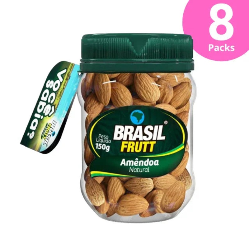 8-Pack Natural Kosher Almonds – 8 x 150g (5.29 oz) – Brasil Frutt