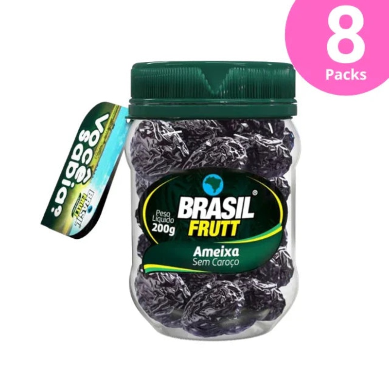 8-Pack Pitted Prunes Pot – 8 x 200g (7.05 oz) – Brasil Frutt