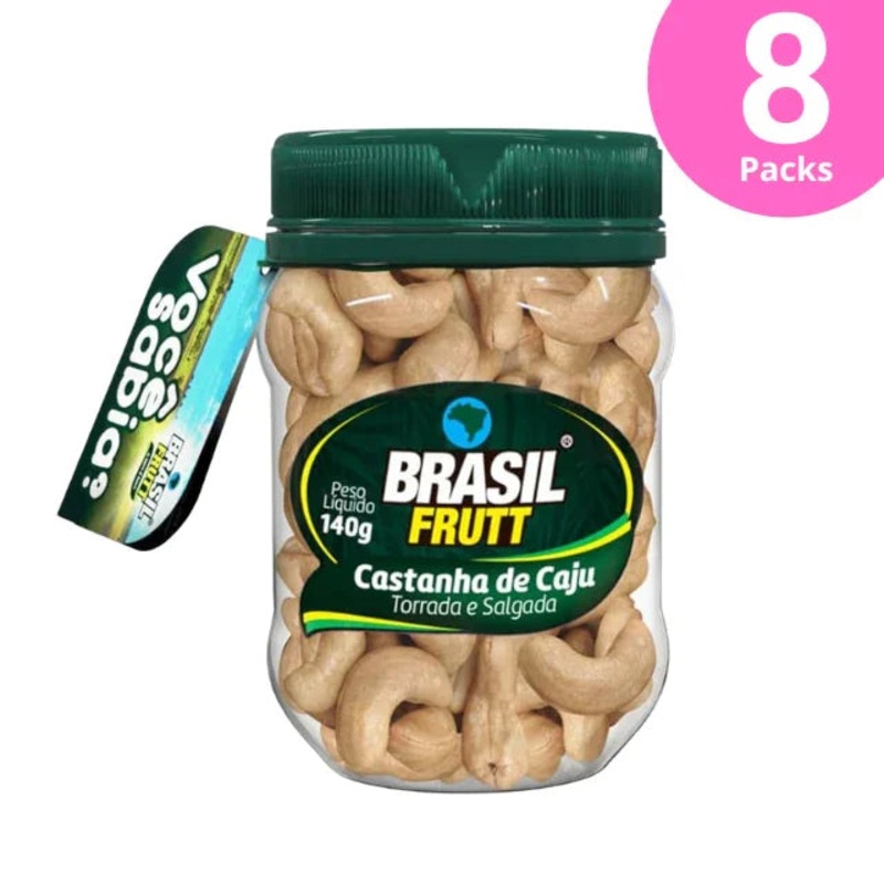 8-Pack Roasted & Salted Cashew Nuts – 8 x 140g (4.94 oz) – Brasil Frutt