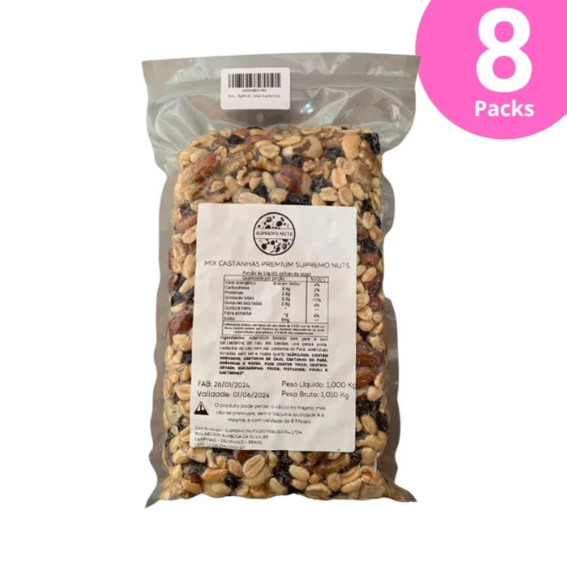 8-Pack Supremo Nuts Premium Mixed Nuts – Vacuum Packed – 8 x 1kg (35.27 oz)