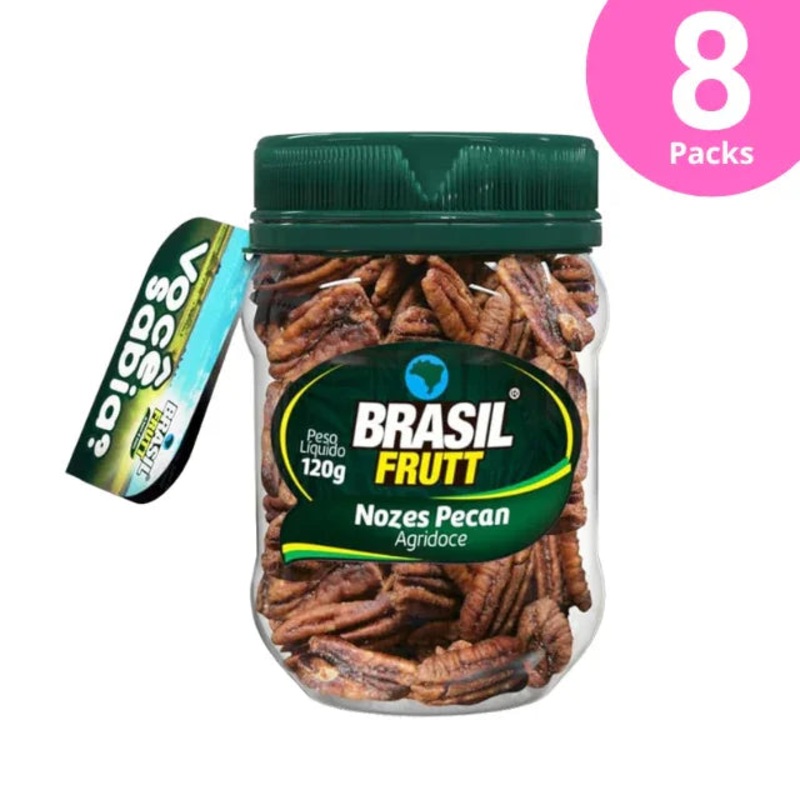 8-Pack Sweet and Savory Pecan Nuts – 8 x 120g (4.23 oz) – Kosher – Brasil Frutt