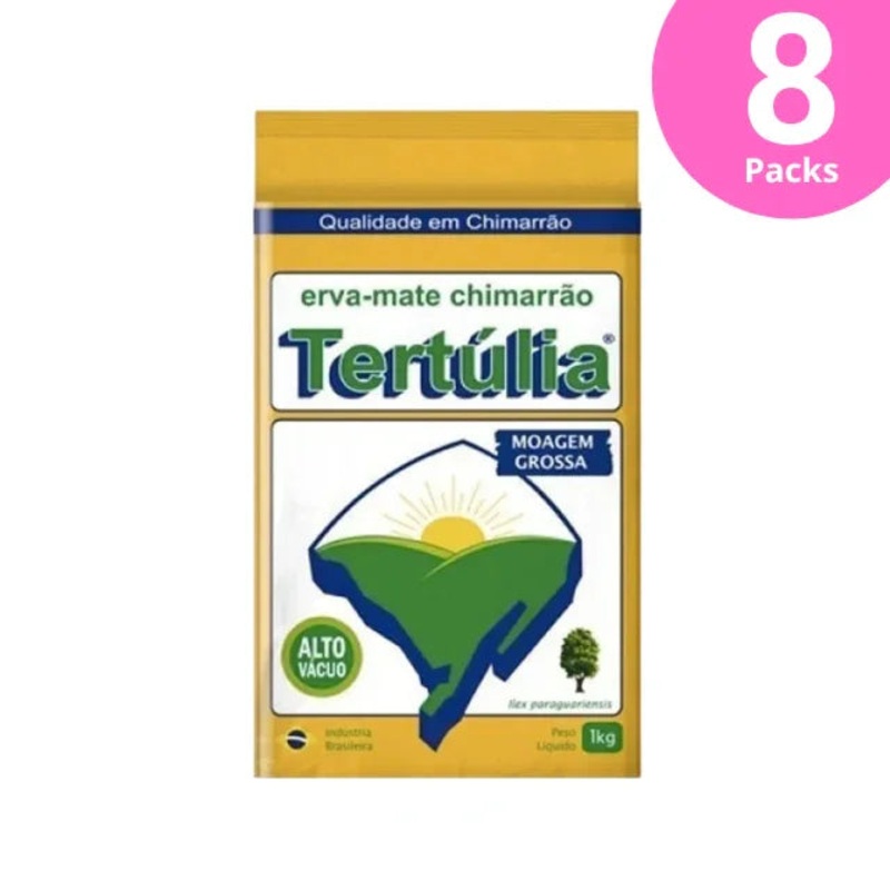 8-Pack Yerba Mate Chimarro Tertlia Coarse Grind – High Vacuum Packaging – 8 x 1 Kg (35.27 oz)