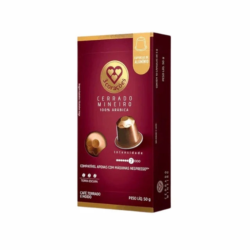 3 Coraes Cerrado Mineiro Coffee Pods Nespresso Compatible – 50g (1.76 oz), 10 Capsules