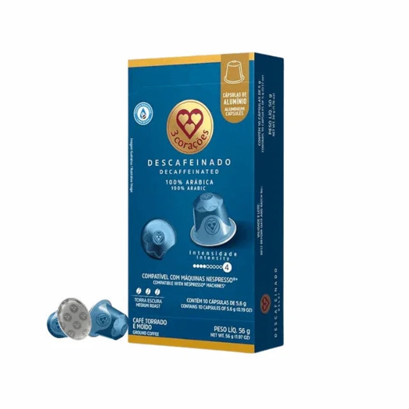 3 Coraes Decaffeinated Espresso Coffee Pods – Compatible with Nespresso Original Line Machines – 56g (1.97 oz) – 10 Pods – 100% Arabica Coffee