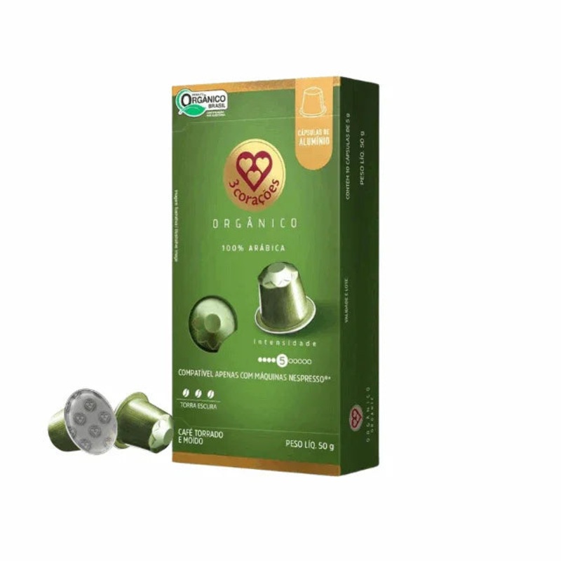 3 Coraes Organic Espresso Coffee Pods – Compatible with Nespresso Original Line Machines – 50g (1.76 oz) 10  Capsules- Intensity 5